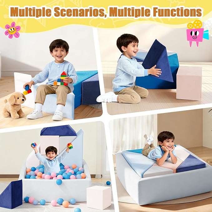 Tangram Puzzles modular kids play couch building fort, Children explorer sofa