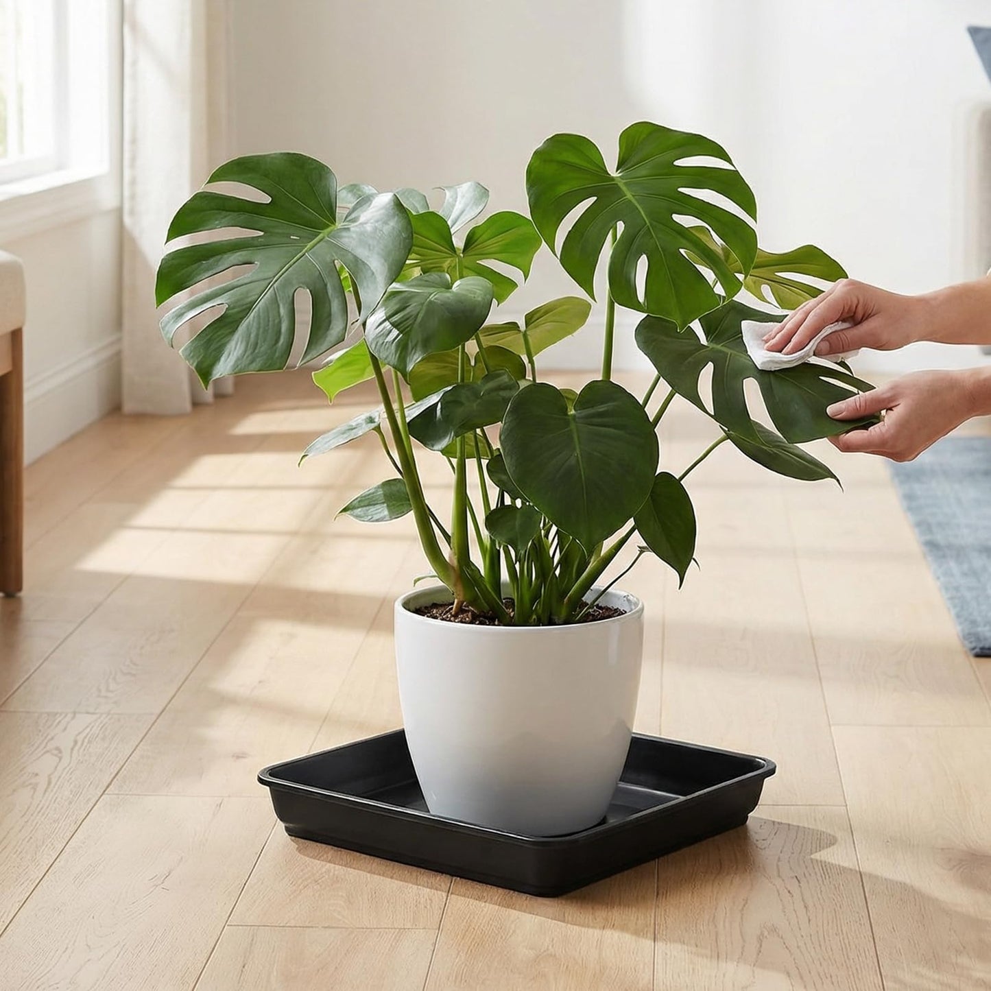 GINLANK 15 Pcs 10 Inch Square Plant Saucer, Square Pot Water Catcher Tray with no Drain Holes, Plastic Drip Trays for Indoors, Outdoors, Patio, Black
