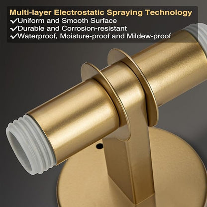 Gold Wall Sconce, Modern Bathroom Sconces Wall Lighting Vanity Light Fixtures with Clear Crystal, Hardwired Brushed Brass Wall Mount Lights for Living Room Corridor Mirror Bedroom Stairs