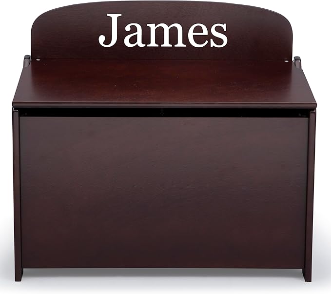 Delta Children Personalized MySize Deluxe Toy Box, Dark Chocolate