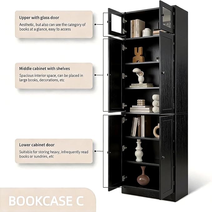 TUSY 85.5" Modern Tall Bookcase