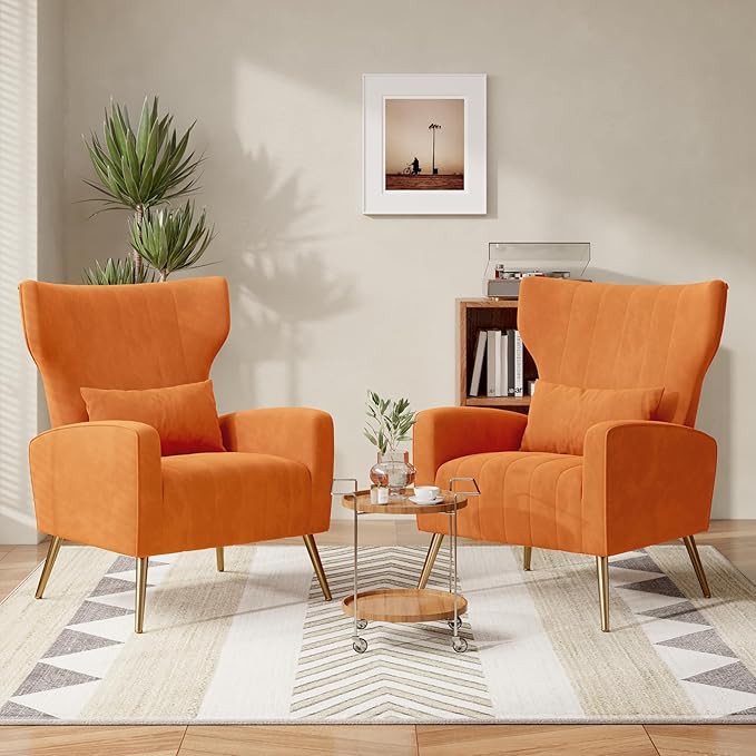 Nebuaegis Velvet Accent Chair Set of 2Wingback