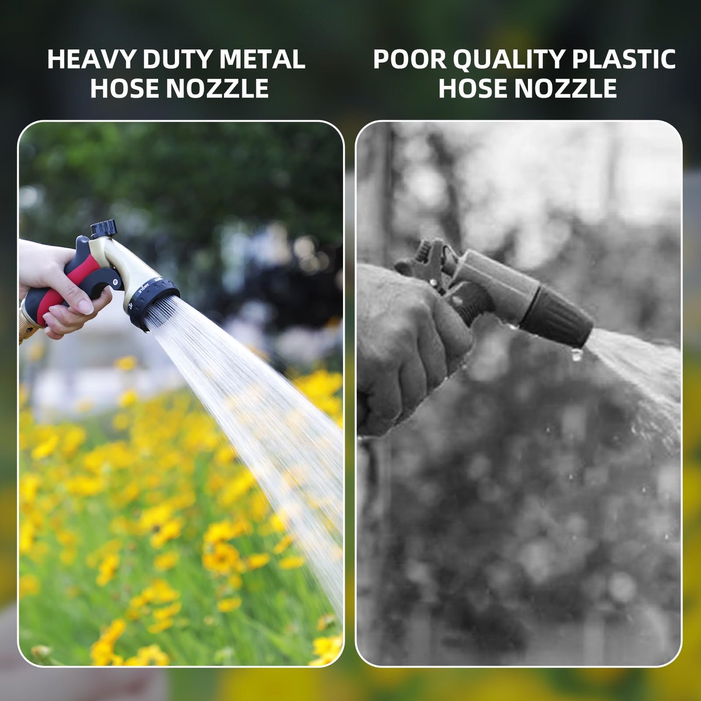 Metal Garden Hose Nozzle with 8 Spray Patterns, Full Shower Sprayer Nozzle with Thumb Control for Outdoor Lawn & Plant Watering, Car & Pet Washing, Red