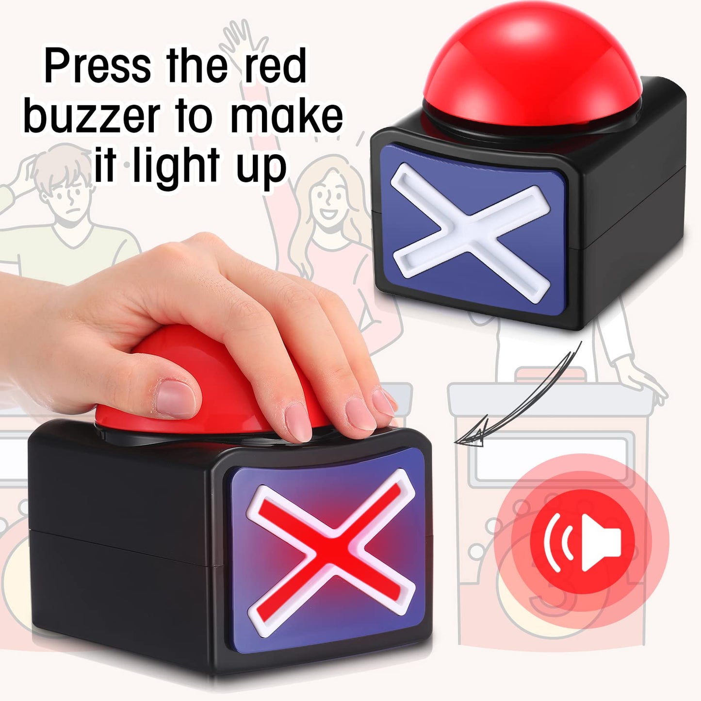 Fabbay 6 Pieces Answer Game Buzzer with Light and Sound Buzzer Alarm Buttons for Game Show Kids Adult Party Contest Prop Trivia Quiz Toys