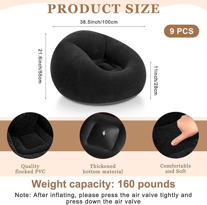 Realspring 6 9 12 Pcs Inflatable Bean Bag Chairs