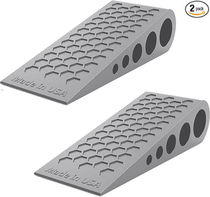 Door Stoppers for Bottom of Door Premium Floor Rubber Door Stop Wedge Made in USA Heavy Duty Honeycomb Design for Carpet, Tile, Ideal for Home, School, Commercial, Gray 2-Pack