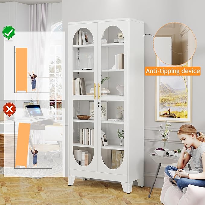 PAOFIN 75" H Locking Display Cabinet