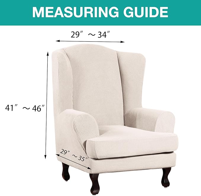Turquoize Wingback Chair Covers 2 Piece Wing Chair Slipcover Stretch Slipcovers
