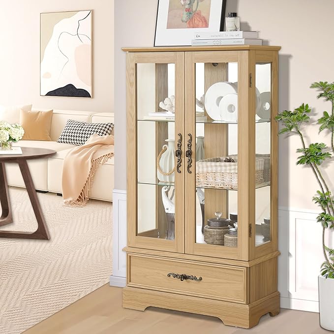 Lighted Glass Curio Display Cabinet