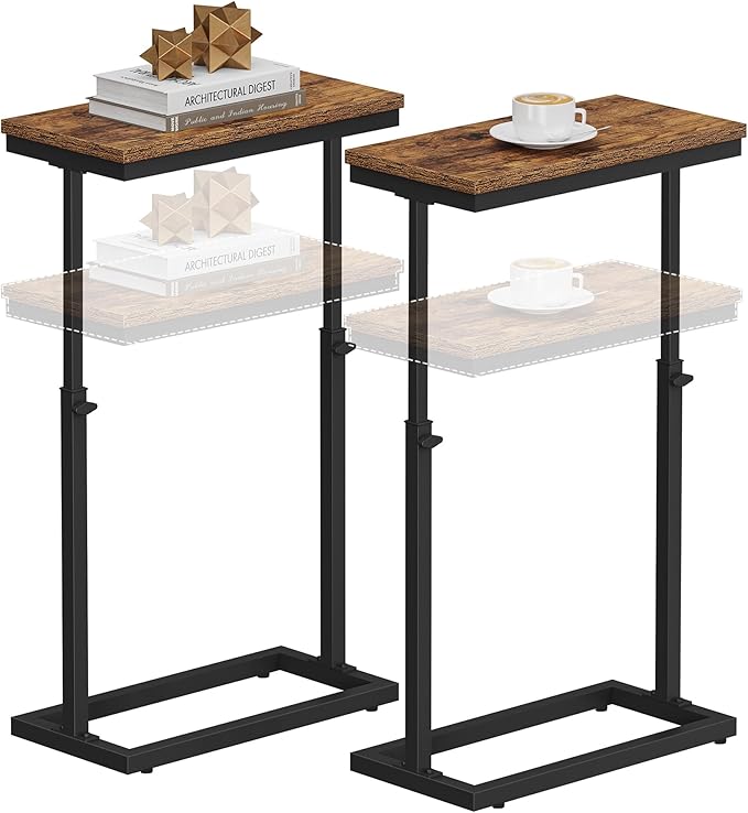 TUTOTAK End Table, Side Table, Tall Couch Table, Sofa Table, Living Room