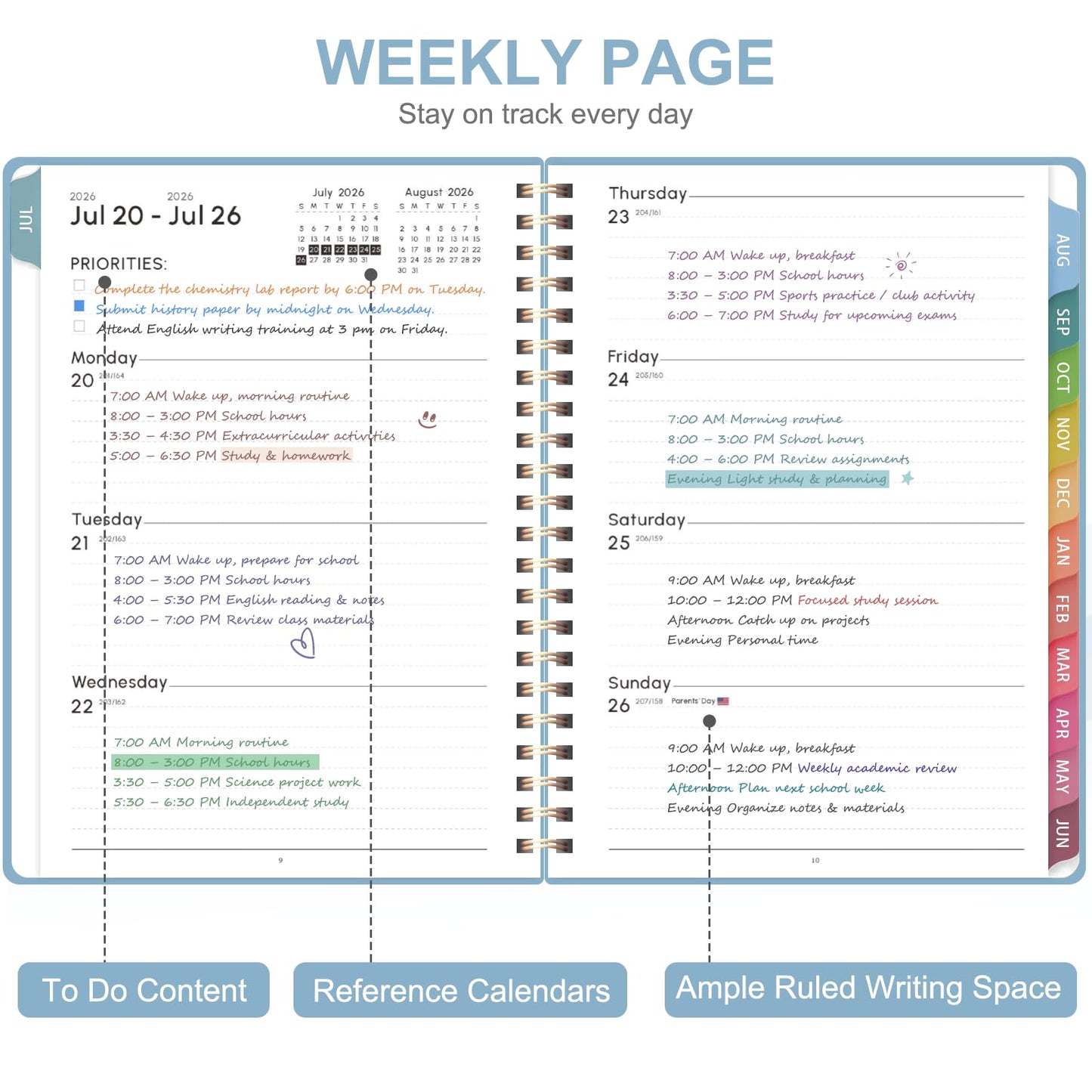 Planner 2026-2027, Weekly and Monthly Academic Planner, July 2026 - June 2027, Hardcover Calendar Agenda Book for School Year Planning, School Supplies for Teacher and Student, Letter Size(8.5'' x 11'')