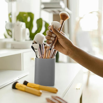 Pen Holder, 2 Pack Pencil Holder for Desk,Ceramic Pencil Cup Desk Organizer, Makeup Brush Holder Cute, Stationery Accessories for Office, School, Home (Matte gray)