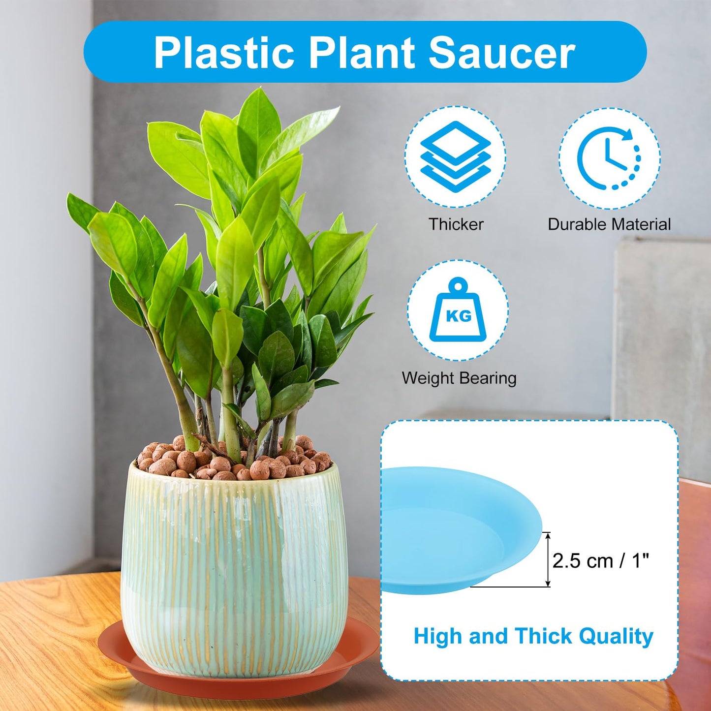 PATIKIL 10 Inch Plant Saucer Tray, 5 Pack Plastic Drip Tray Round Collects Excess Water Flower Pot Drainage Trays for Heavy Indoor Outdoor Pan, Red