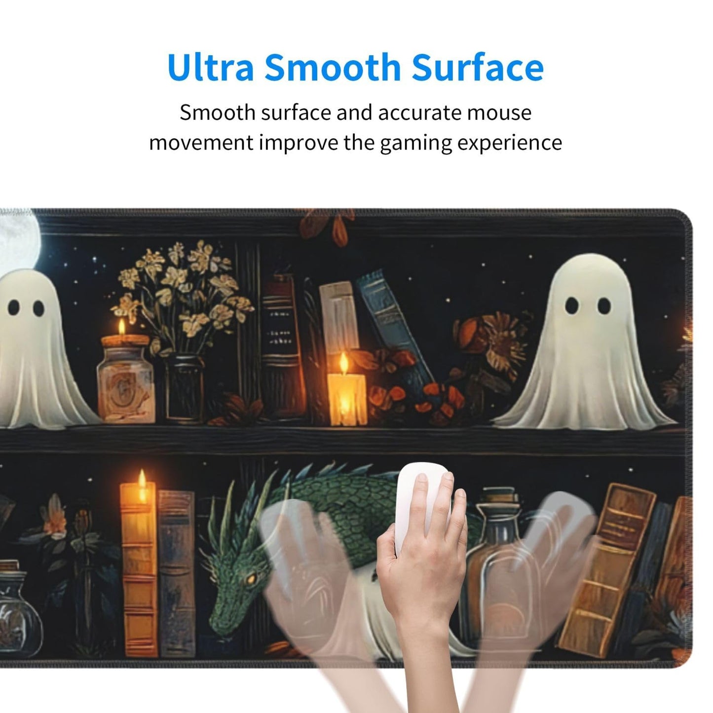 Gothic Library Large Gaming Mouse Pad, Long Extended Full Mouse Mat Desk Pad for Top Keyboard Table, Aesthetic Stitched XL Mousepad Gifts for Men and Women Office Decor, 31.5 * 11.8 in