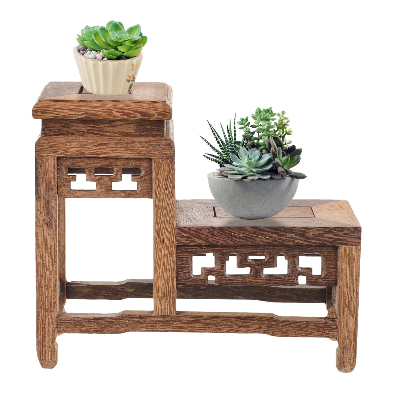 Small Wooden Plant Stand, 2 Tier Mini Wooden Display Stand, Small Potted Plant Display Shelf, Desktop Bonsai Base, Tabletop Succulent Holder for Figurine, Bonsai, Succulent, Indoor Mini Flower Pot