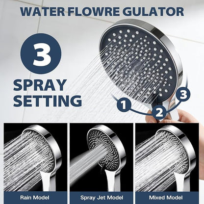Shower Head, Rain Shower Head with Handheld Spray Combo, 12Inch Adjustable High Pressure Rainfall Shower Head, Dual Showerhead Set with Extension Arm