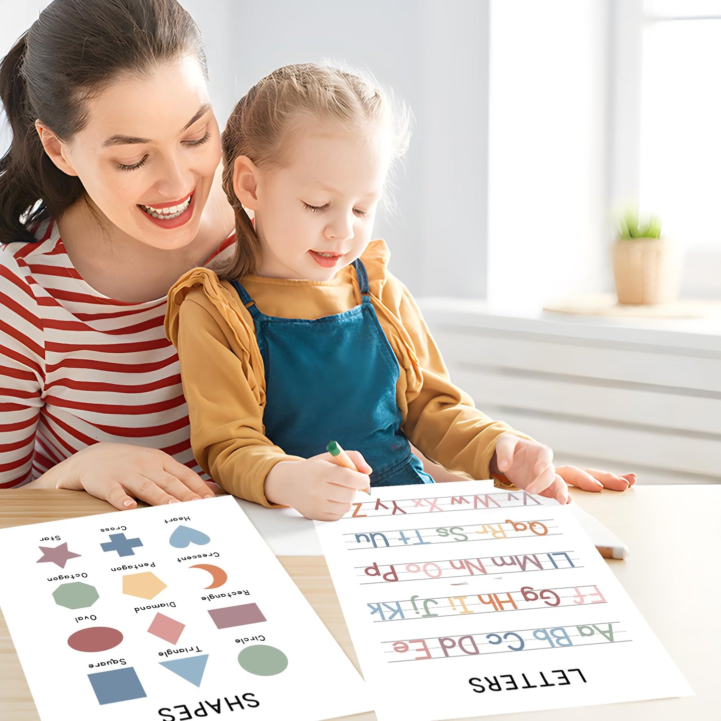WINDVALE Educational Posters – Learning Posters for Toddlers, Preschool & Kindergarten – 6 Classroom Prints with Alphabet, Numbers, Colours, Days, Months & Shapes – Nursery & Homeschool Wall Decor