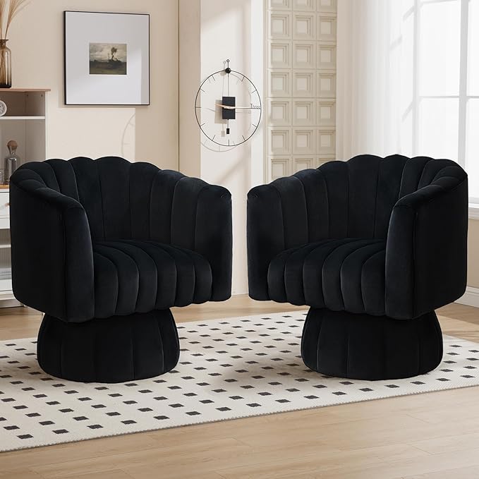 Swivel Accent Barrel Chair Set of 2- Cute Comfy Small Round 360° Arm Chair