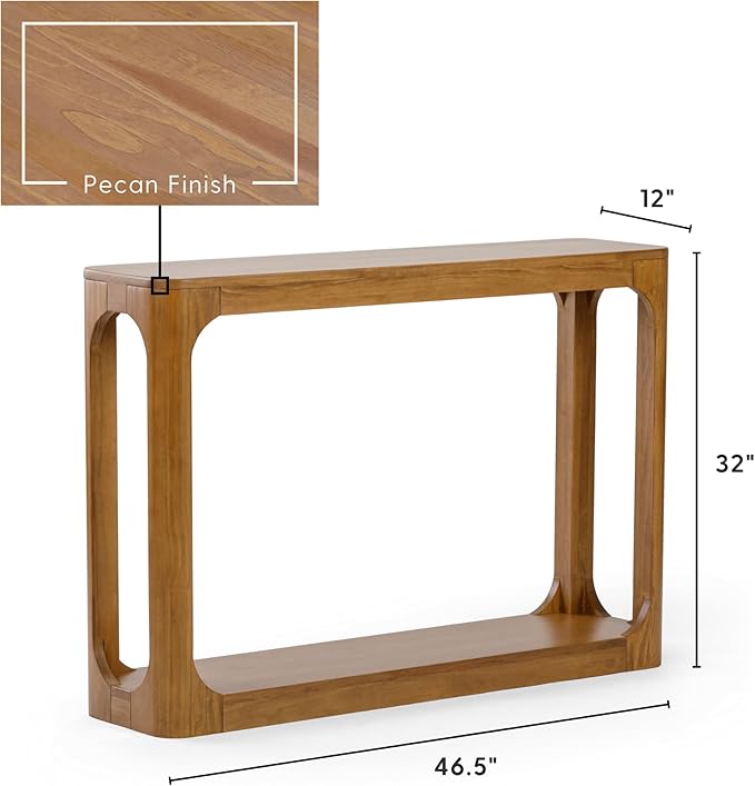 Plank+Beam Forma Console Table, 46 Inch, Solid Wood Sofa Table, Entryway Table