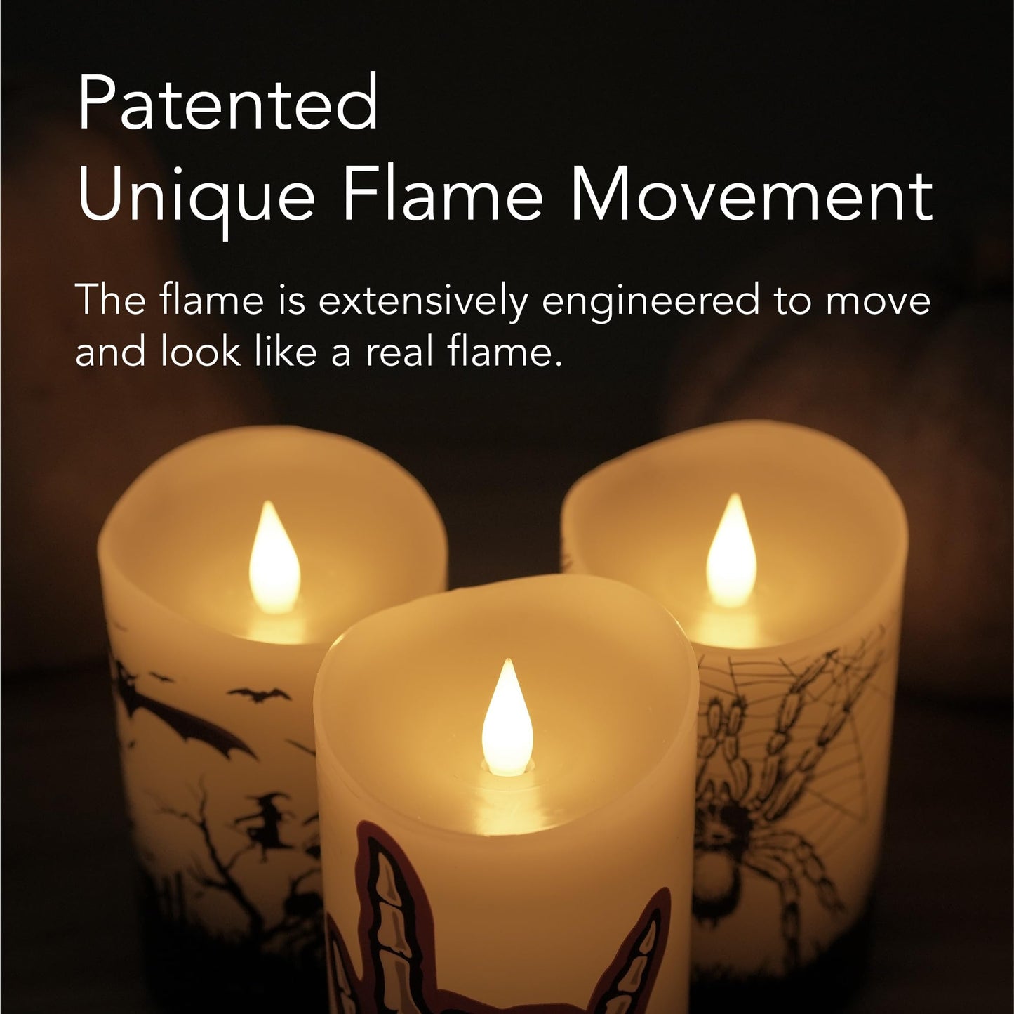 Softflame Halloween Flameless LED Candles with Remote Control, 3"x 5"Battery Operated Pillar Real Wax with Timer for Halloween Decorations, Spider Candle