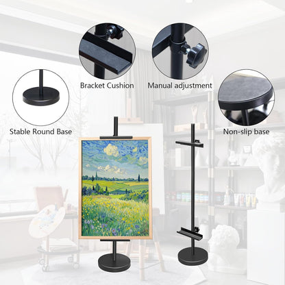 Adjustable Tabletop Easel Stand, Metal Easels for Display, Picture Stands for Display, Heavy Duty Round Base, Larger Non-slip Pads, for Picture, Artwork, Photos,Signs(18in)