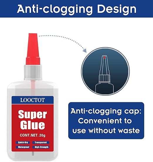Super Glue with Brush Applicator & Nozzle, 3D Printer Thick Glue