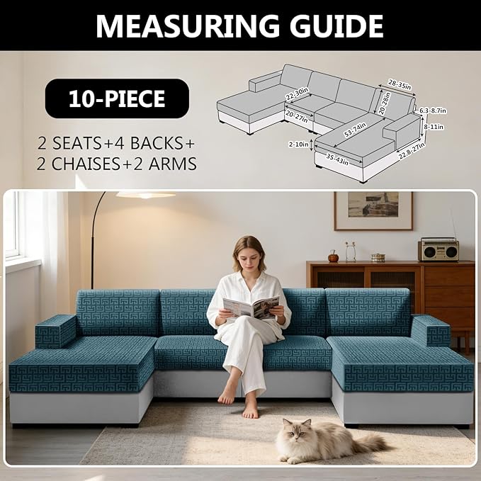 UNBBRRL 10 Pieces Stretch Sofa Cushion Covers