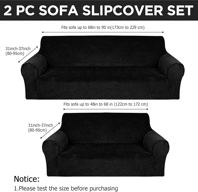 Peryiter 2 Pcs Sofa Covers Couch and Loveseat Covers Set Stretch Sofa Slipcover