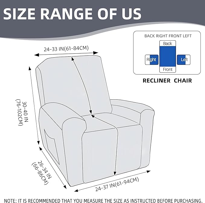 Genina Recliner Chair Covers, Stretch Reclining Chair Cover, Recliner Sofa