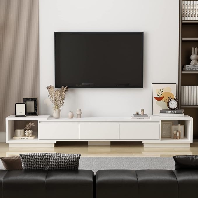 AGOTENI Expandable TV Stand Media Console Table, Modern Entertainment Center