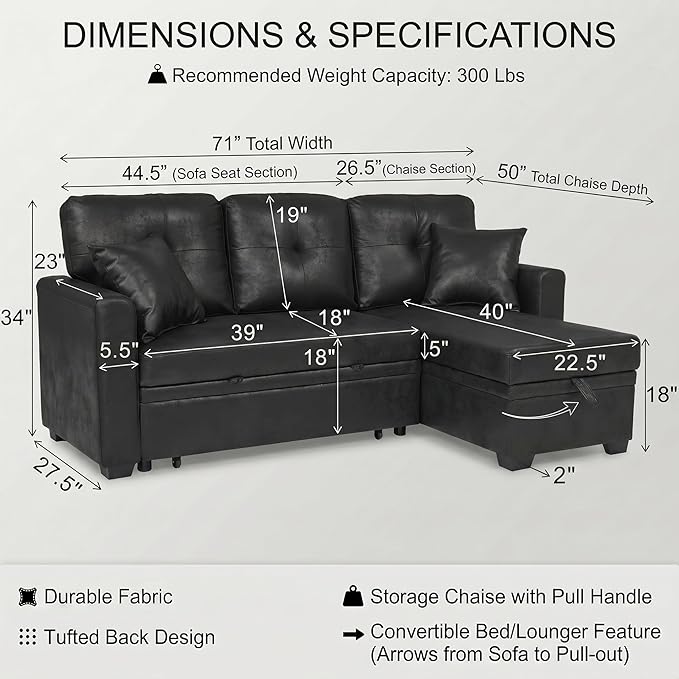TYBOATLE Convertible Sofa Bed Couch