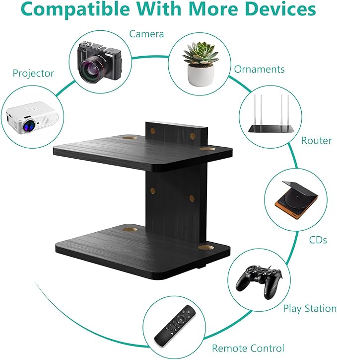 WALI Floating TV Shelf, 2 Tier Projector Shelf