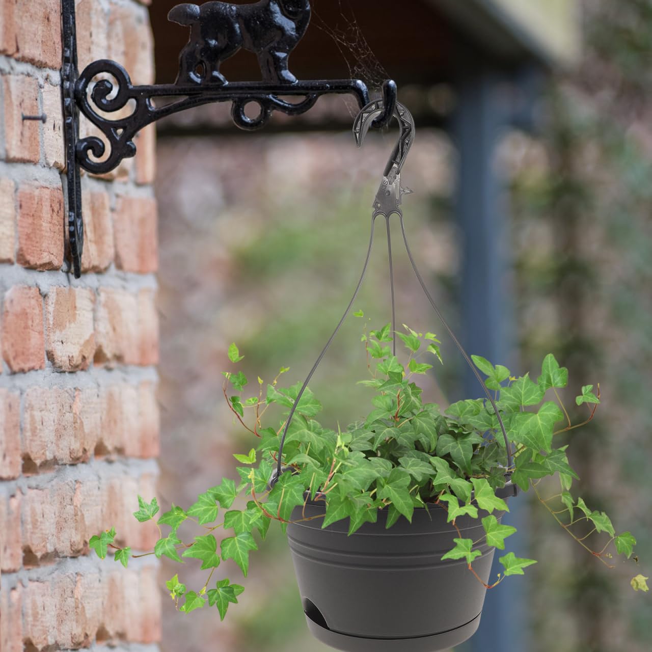 DOITOOL 3PCS Plastic Hanging Planter Pots Small Hanging Flower Pot, Orchid Pots 6.7 Inch Chain Baskets for Outdoor Indoor Plants and Balcony Decoration (Grey)
