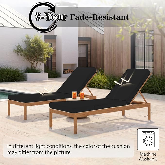 Chaise Lounge Cushions Outdoor, 4 Adjustable Ties Lounge Chair Cushions
