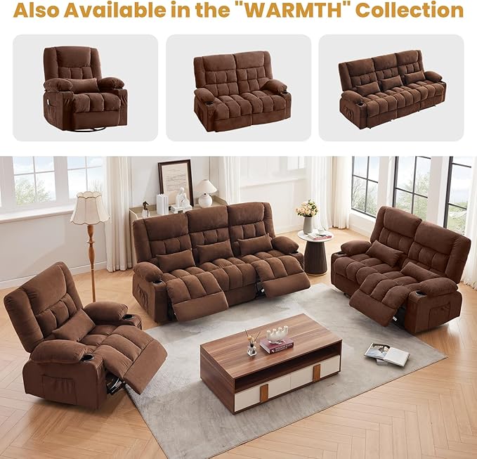 BOSMILLER Reclining Sofa with Cup Holders