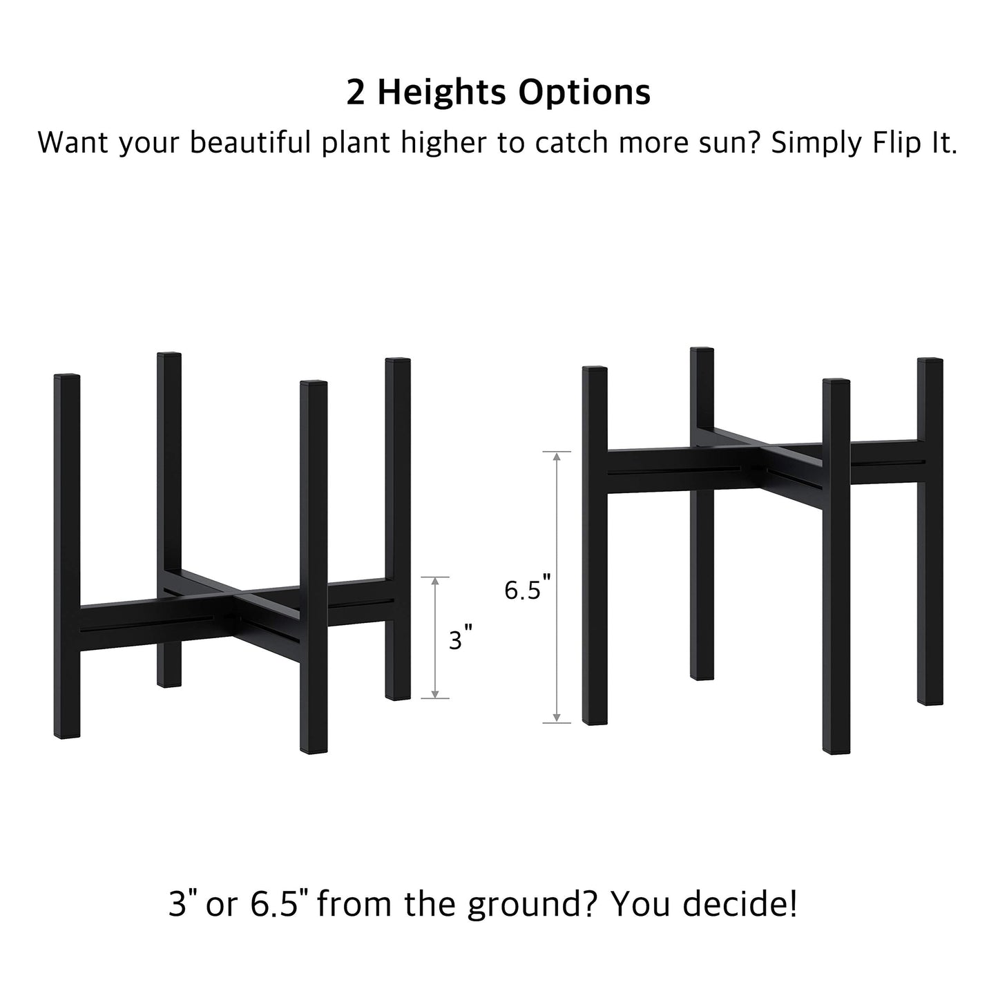 FaithLand Mid Century Plant Stand Indoor Outdoor (EXCLUDING 8" Plant Pot), Metal Planter Stand, Potted Plant Holder, Black, Hold Up to 8 Inch Planter - Upgraded Design
