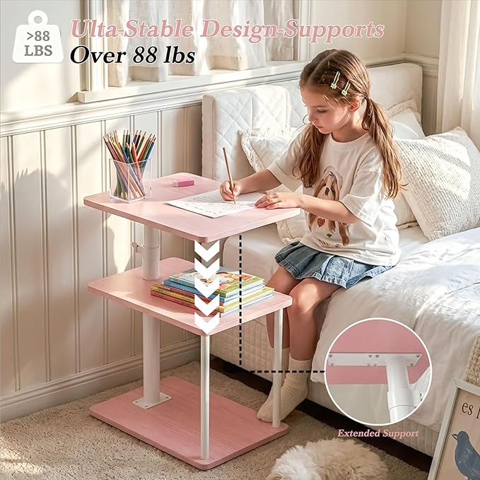 Faesun Swivel Side Table for Couch Arm, Adjustable C End Table for Recliner or