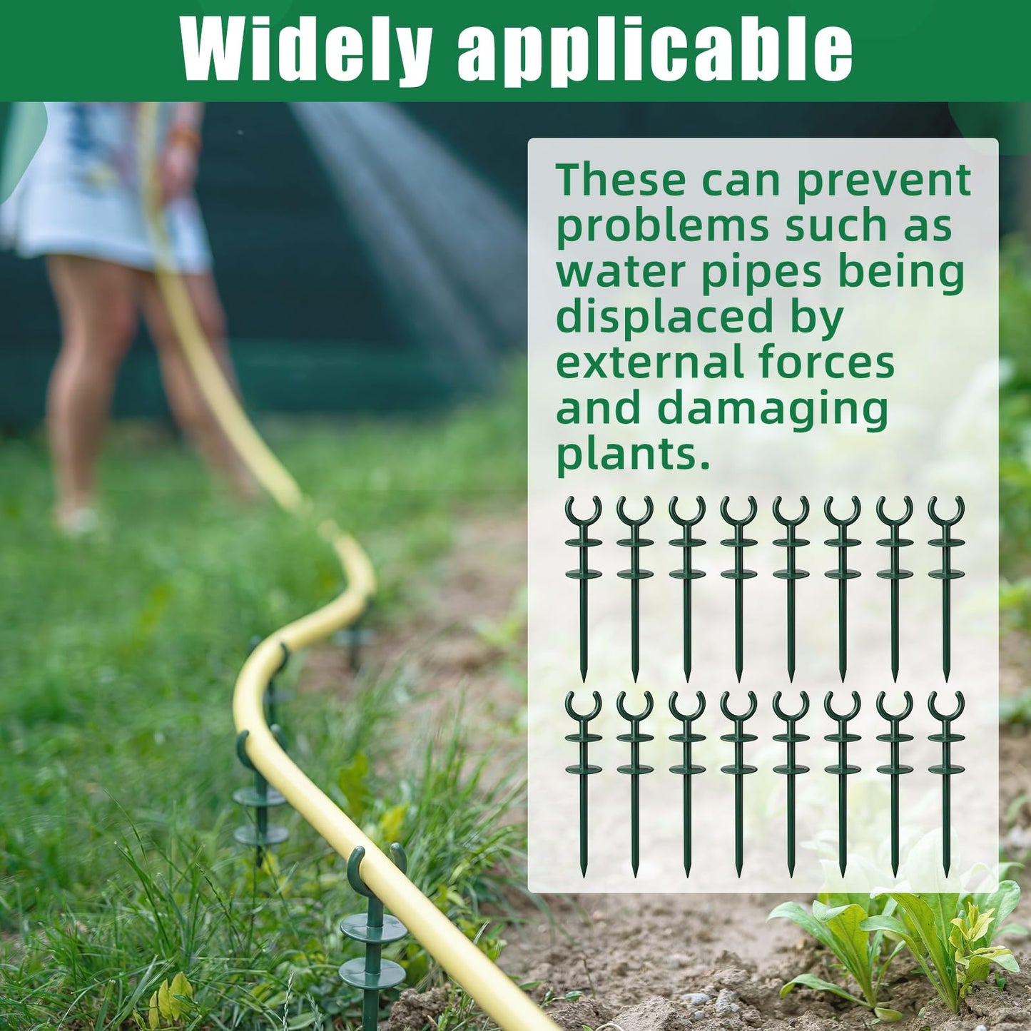 Yalikop 16 Pcs 3/4'' Garden Hose Guide Stakes Bulk Garden Guards Holder Spike for Plant-Saving Outside Yard Lawn to Preventing Hose Tangles and Protecting Plants