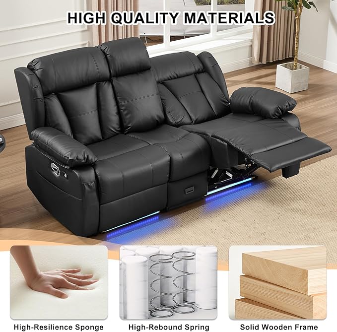 Loveseat Recliner Sofa, RV Recliner Couch, Manual Reclining Loveseat