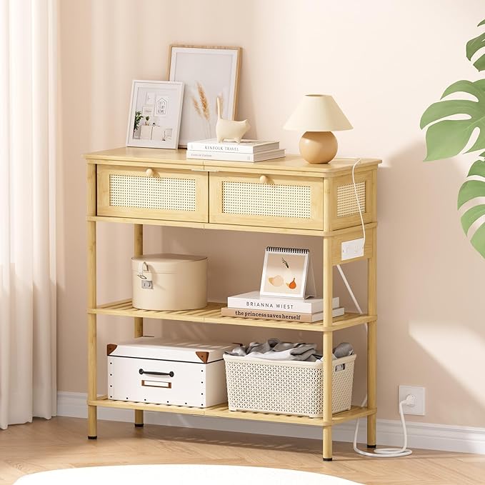 Entryway Table Sofa Console Table, Bamboo Small Entry Way Table