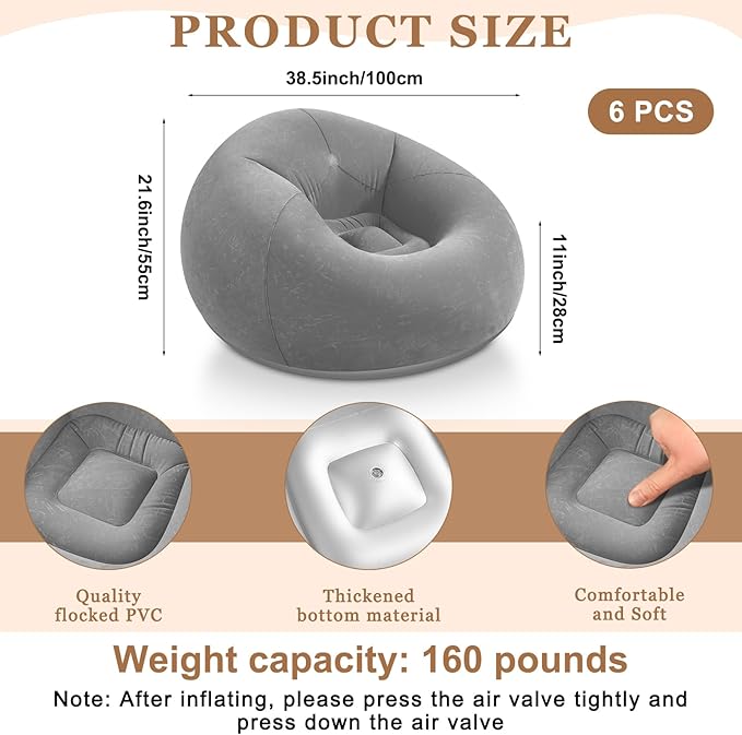 Realspring 6 9 12 Pcs Inflatable Bean Bag Chairs
