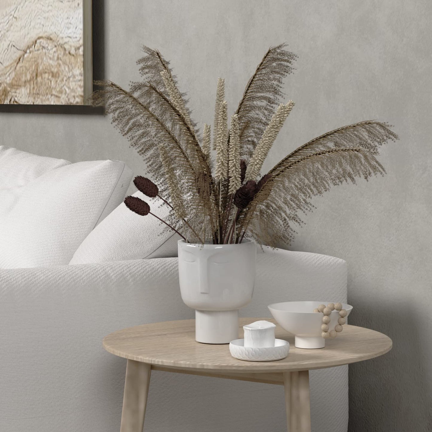 Planters for Indoor Plants - Tall 7 Inch Ceramic Self Watering Pots Matte White Plant Pot with Drainage & Inner Pot Face Vase Or Head Planter Unique Face Pots for Plants. Medium 5.5 Inch Wide