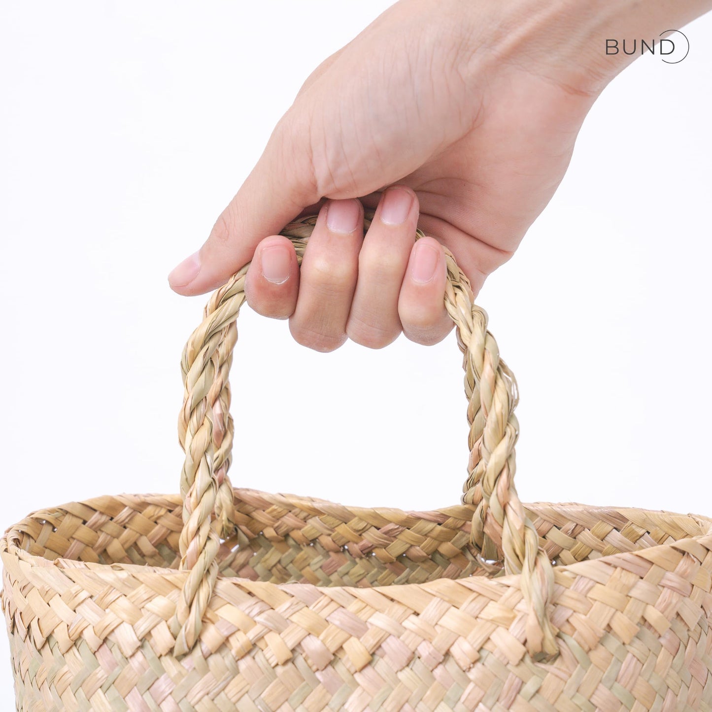Woven Seagrass Belly Basket For Storage Plant Pot Baskets Laundry Picnic Grocery Baskets Woven Plant Pot Holder Home Decor For Storage Plants Wicker Laundry Basket (Large)