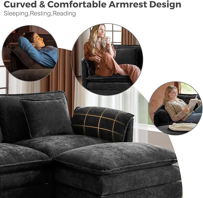 ELUCHANG Oversized 113" Modular Sectional Sofa, Comfy Cloud Couch, L Shaped
