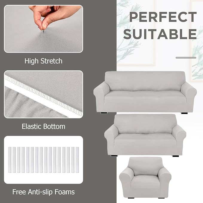 Peryiter 3 Pcs Couch and Loveseat Covers Set Sofa Cover