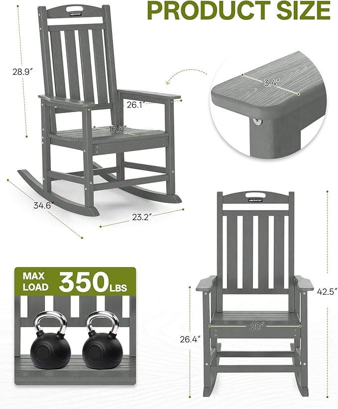 Outdoor Adirondack Rocking Chairs All-Weather HDPE Patio Rocker Chair