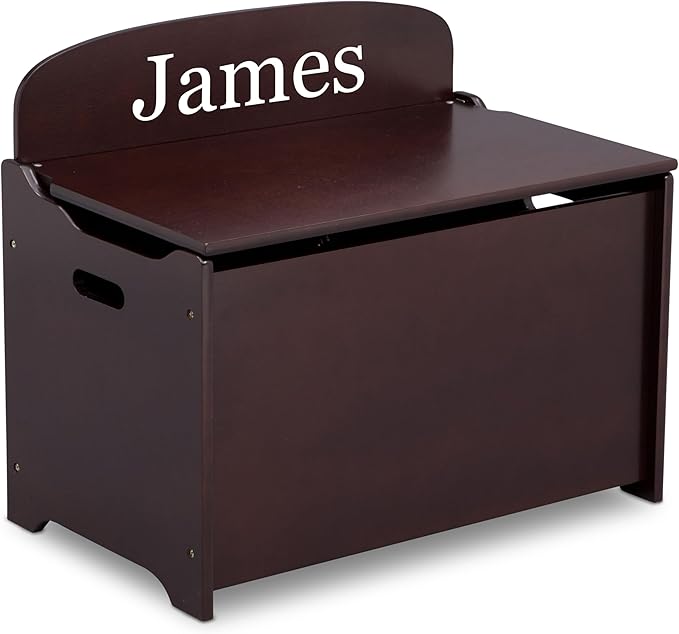 Delta Children Personalized MySize Deluxe Toy Box, Dark Chocolate