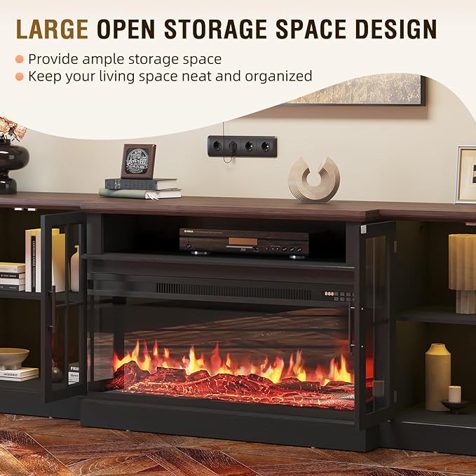 87" Farmhouse TV Stand with 36" Fireplace