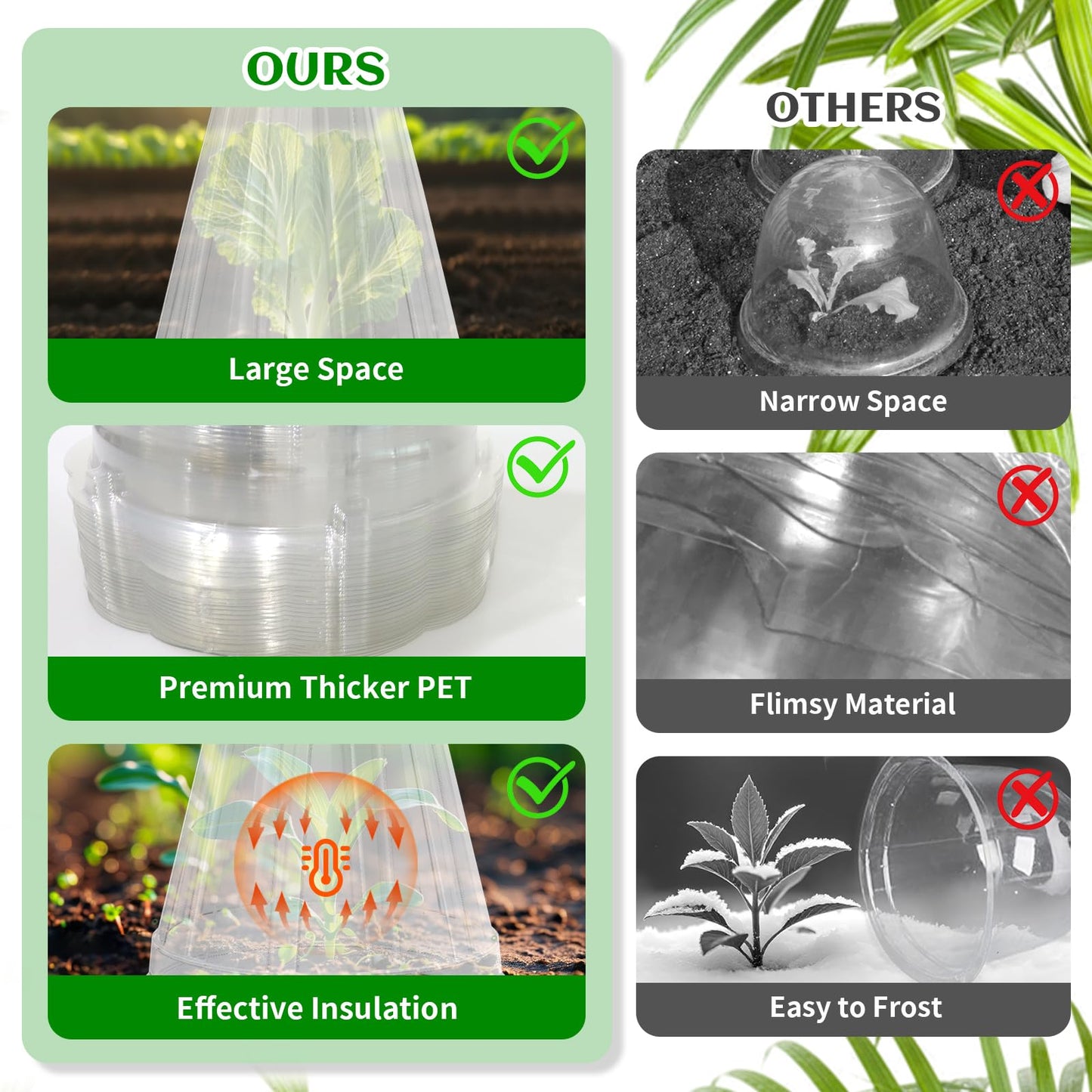 Webuys Garden Cloches for Plants, 30 Pack Garden Cloche with Rotary Vent, Reusable Bell Plant Covers, Plant Cloche Protectors from Animals Snails Birds Chickens, 7.9" H X 6.7" D (Transparent)
