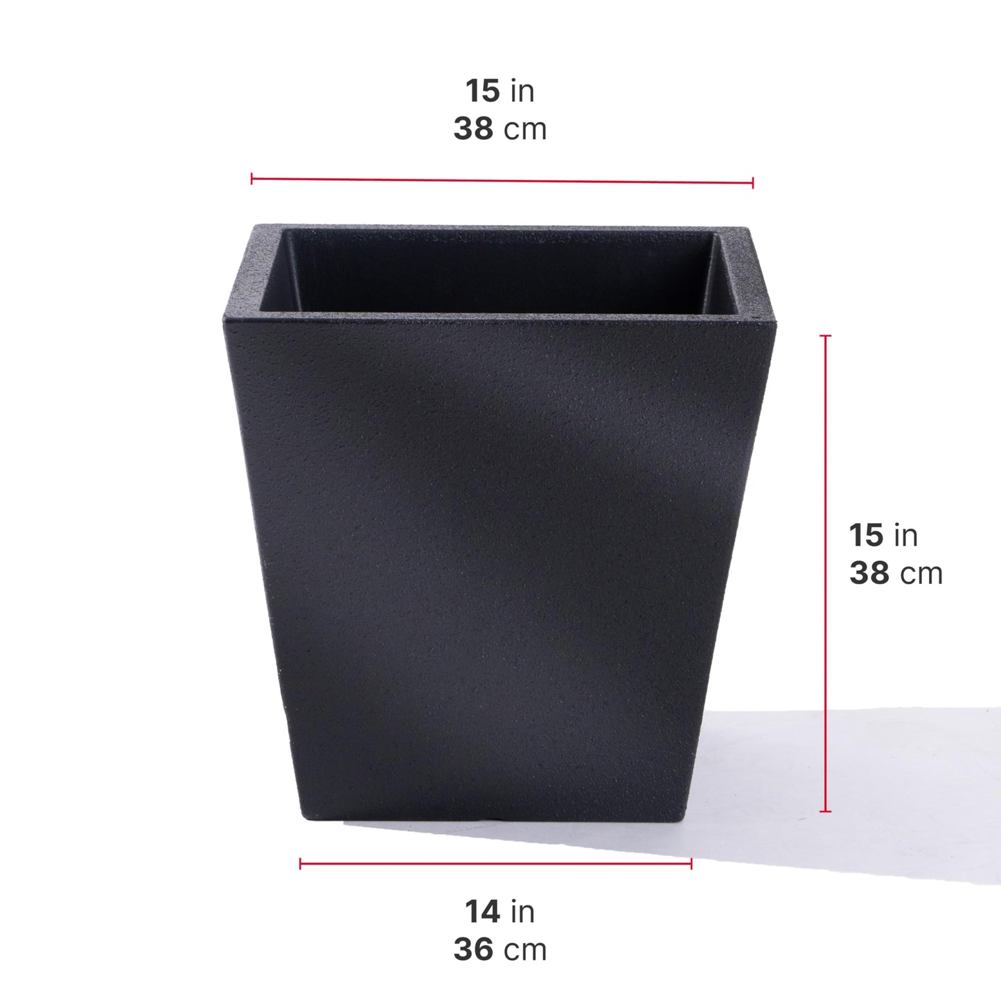 Step2 Tremont Short Square Planter 2 Pack, 14" Tall, Indoor/Outdoor Plants, Efficient Drainage, Durable Resin, Onyx Black